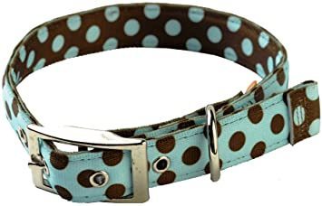 Yellow Dog Design Blue & Brown Polka Dot Small Collar (25-35cm) RRP 13.99 CLEARANCE 8.99